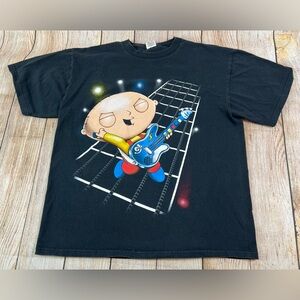 Mens Family Guy Y2K  T Shirt Stewie Griffin Guitar Graphic Size Large